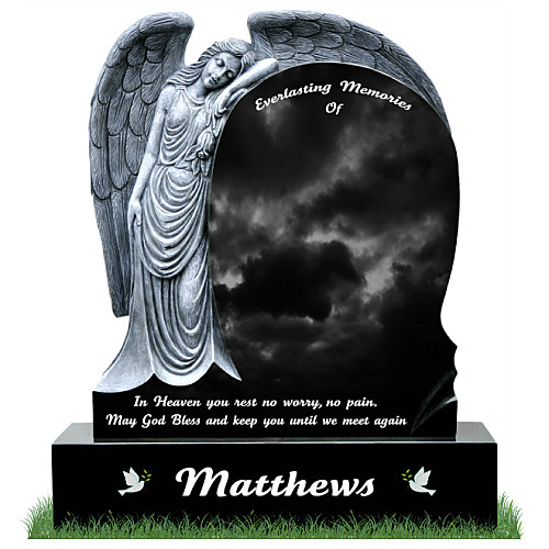 Angel Headstone with Rose.