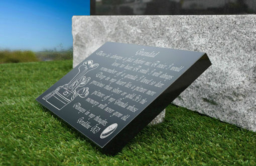 Golfer Grave plaque with golf clubs and Golf Ball