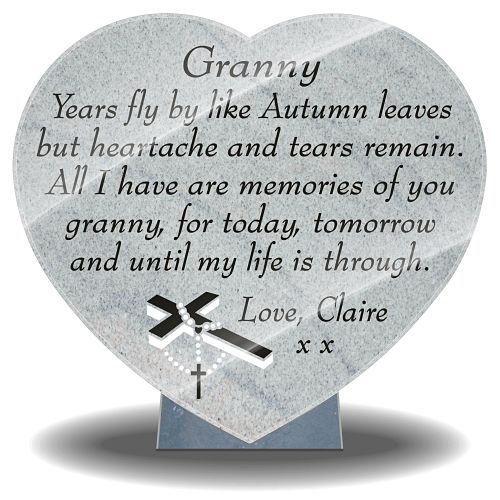 Personalised Engraved Slate Heart Memorial Grave Marker Plaque Grandma Mum Nan 