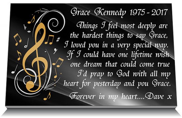 Partner Grave Plaque with engraved music note