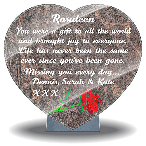 Remembrance Rose for Wife on granite grave plaque