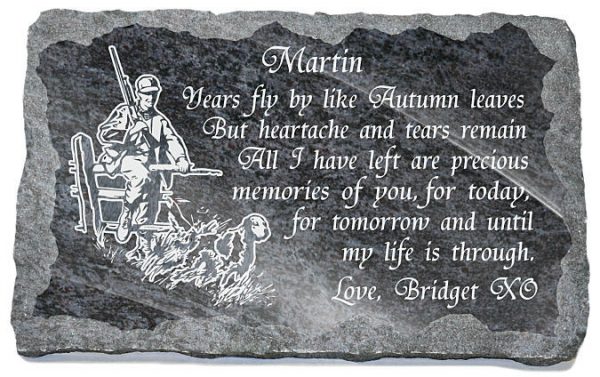 Hunter's Memorial Stone with Husband tribute verse
