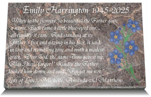 Memorial Gifts for loss of Mum with Memorial poem and blue flowers
