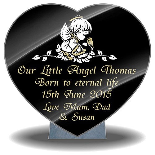 Personalised baby memorial plaques with angel for headstones UK and Ireland