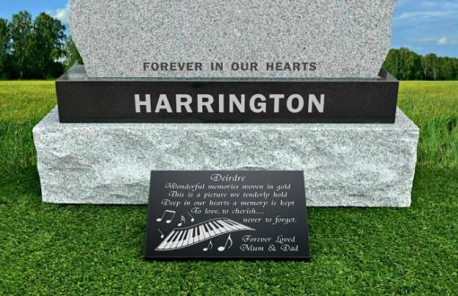 Piano Keys Grave Plaques with family funeral poem