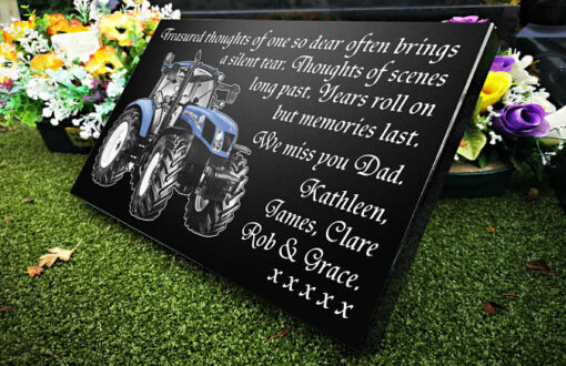 Farmer Memorial Plaques with tractor and farmer memorial verse