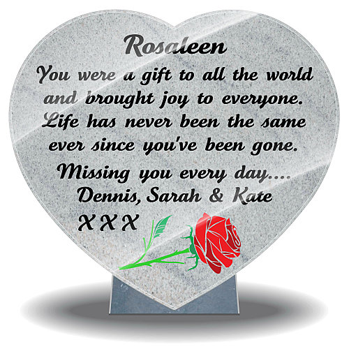 Mother Headstone poem on Heart-shaped memorial plaques