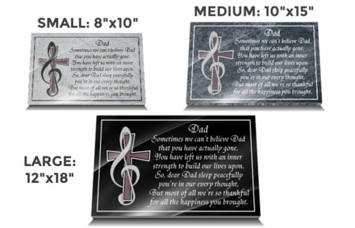 Grave Plaques with Music Cross and father tribute quotes