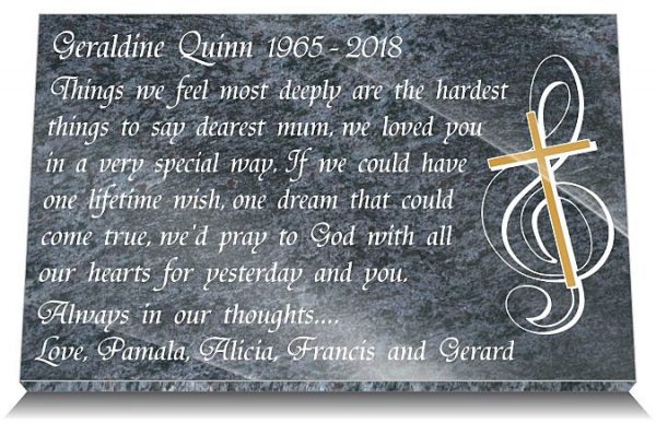 Mum memorial plaque with music note and death of mother poem