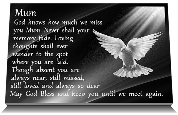Dove Decorations for Graves with personalized memorial poem