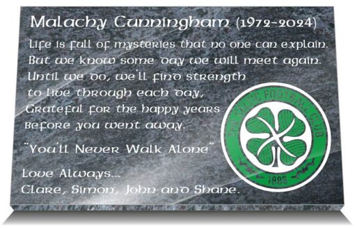 Personalised Glasgow Celtic Plaque with bhoys funeral poem