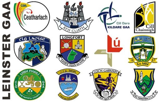 Carlow, Kildare, Kilkenny, Laois, Longford, Louth, Meath, Offaly, Westmeath, Wexford, Wicklow and Dublin GAA Crests 2020