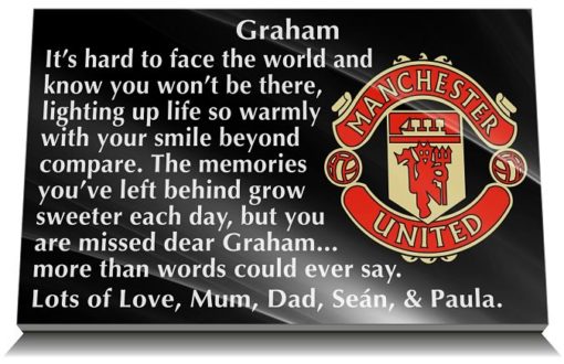 Manchester United Memorial Plaques with personalised wording