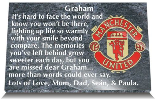 Man Utd Memorial Gifts for gravestones with personalised inscriptions