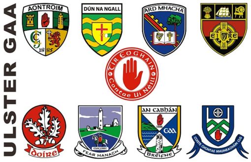 Antrim, Armagh, Cavan, Derry, Donegal, Down, Fermanagh, Monaghan and Tyrone GAA Crests 2020