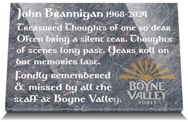 CoWorker memorial plaque with engraved company logo and personalised inscriptions
