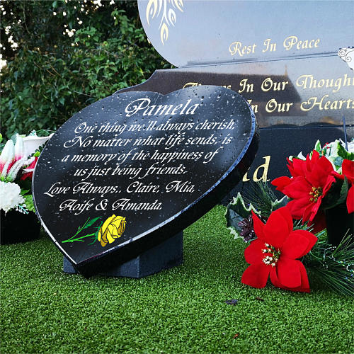 Personalised companion memorials with friendship memorial quotes and yellow roses for death of a friend