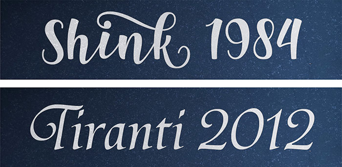 Shink and Tiranti fonts for commemorative plaques