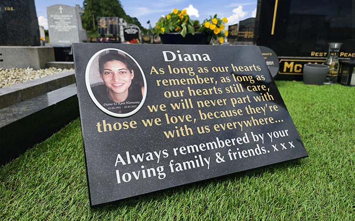 Granite Grave Marker with Oval Ceramic Photograph